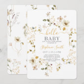 Veerbloemigen Baby shower Kaart (Voorkant / Achterkant)