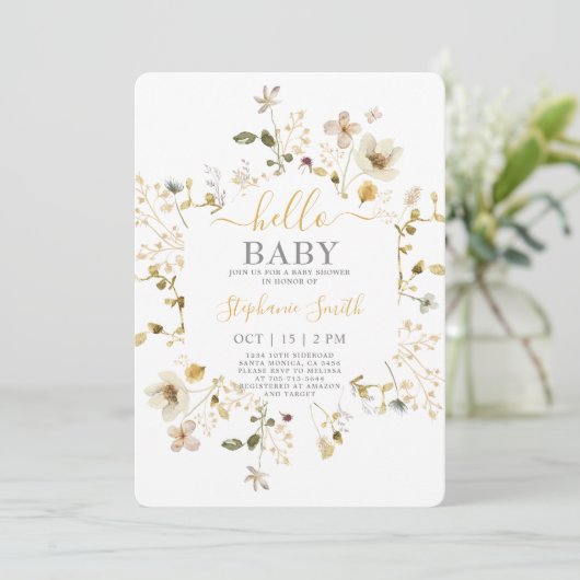 Veerbloemigen Baby shower Kaart (Staand voorkant)