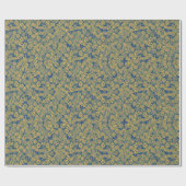 Veerbloesem, blauw & geel, bloempatroon cadeaupapier (Vlak)