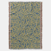 Veerbloesem, blauw & geel, bloempatroon deken (Voorkant Verticaal)