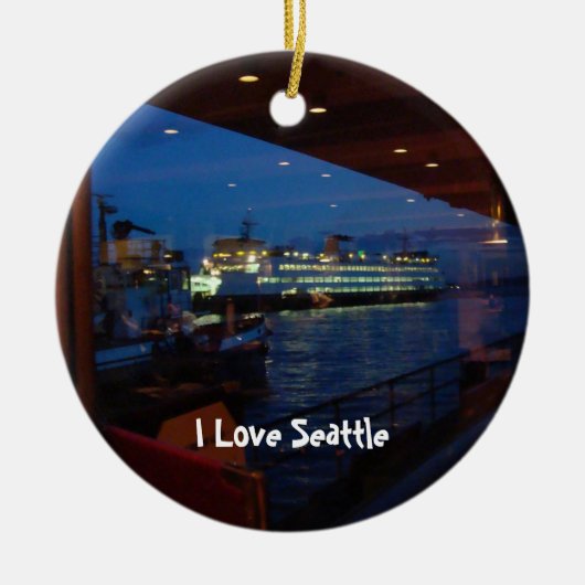 veerboot door het raam keramisch ornament (Voorkant)