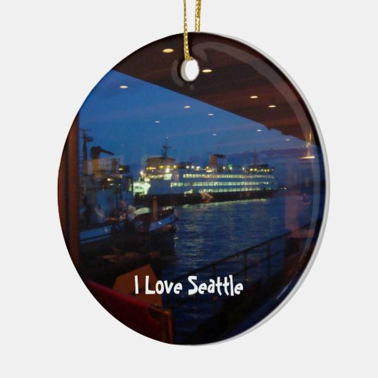 veerboot door het raam keramisch ornament (Links)