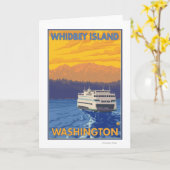 Veerboot en Bergen - Whidbey Eiland, Washington Kaart (Gele Bloem)