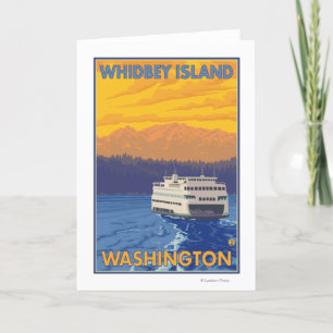 Veerboot en Bergen - Whidbey Eiland, Washington Kaart