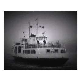 veerboot naar het fort-eiland Suomenlinna, dik mis Foto Afdruk