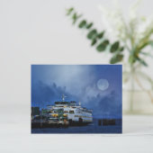 veerboot onder het briefkaart van de maan (Staand voorkant)