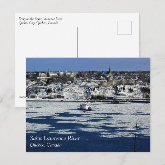 veerboot op de rivier de Saint Lawrence, Quebec Briefkaart (Voorkant / Achterkant)