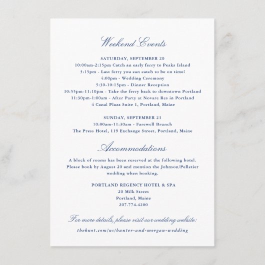 Veerboot Planning bruiloft Informatiekaartje (Voorkant)