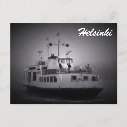 veerboot Suomenlinna (Helsinki) in mist briefkaart (Voorkant)