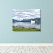 Veerboot varen naar Rothesay Bay, Isle of Bute op Canvas Afdruk (Insitu (Houten vloer))