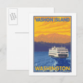 veerboten en bergen - Vashon Island Briefkaart (Voorkant / Achterkant)