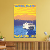 veerboten en bergen - Vashon Island Canvas Afdruk (Insitu (Woonkamer))