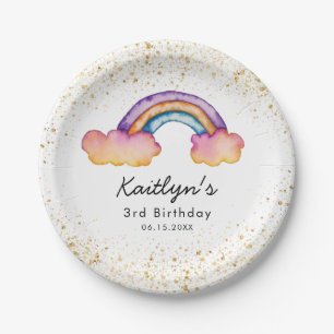 Veerdaagse Cute Colorful Rainbow Kids Papieren Bordje