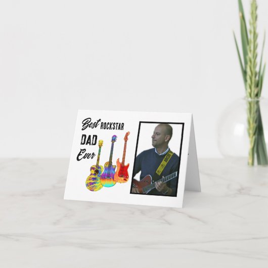 Veerdaagse gitaar Papa Aangepaste foto Kaart (Voorkant)