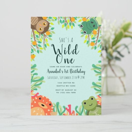 Veerdaagse uitnodiging voor Zee en moerasdieren (Staand voorkant)