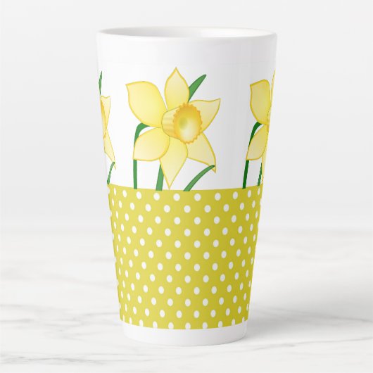 Veerdedilventilator met geel poka-Stippen Latte Mok (Voorkant)