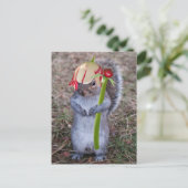 Veereekhoorn met Pet van de ventilatorpedaal Briefkaart (Staand voorkant)