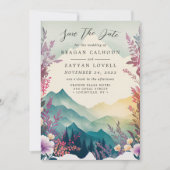 Veergebergte Floral sparen de Datum Kaart (Voorkant)