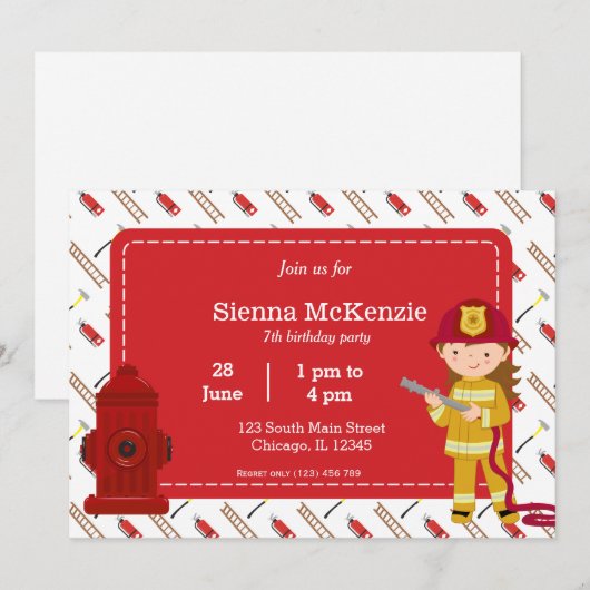 Veerjarig meisje kaart (Voorkant / Achterkant)