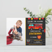 Veerjarige uitnodiging voor brandweerlieden met af (Staand voorkant)