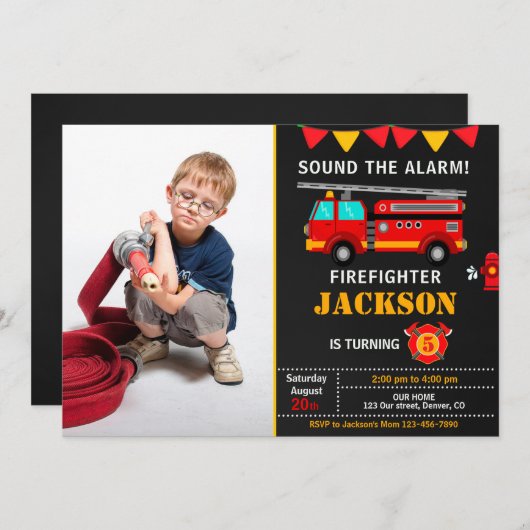 Veerjarige uitnodiging voor brandweerlieden met af (Voorkant / Achterkant)