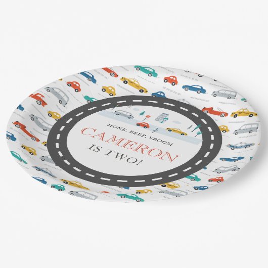 Veerjarige verjaardag van modern stadsvervoer papieren bordje (Gekanteld)