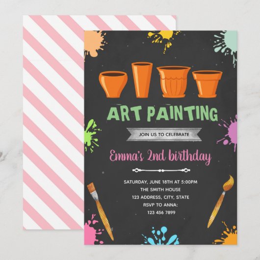 Veerjarige verjaardag van schilderkunst kaart (Voorkant / Achterkant)