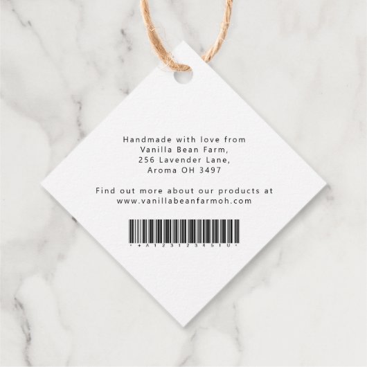 Veerkleppen botanische kunstkaarseningrediënt bedankjes labels (Achterkant)