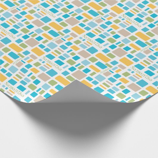 Veerkleuren Wonky Squares & Retangs Cadeaupapier (Hoek)