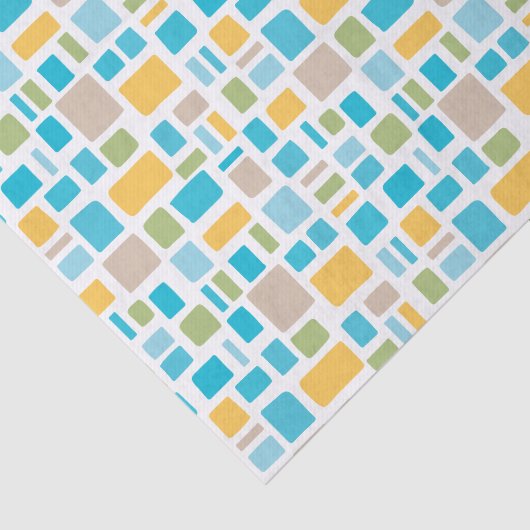 Veerkleuren Wonky Squares & Retangs Tissuepapier (Detail)