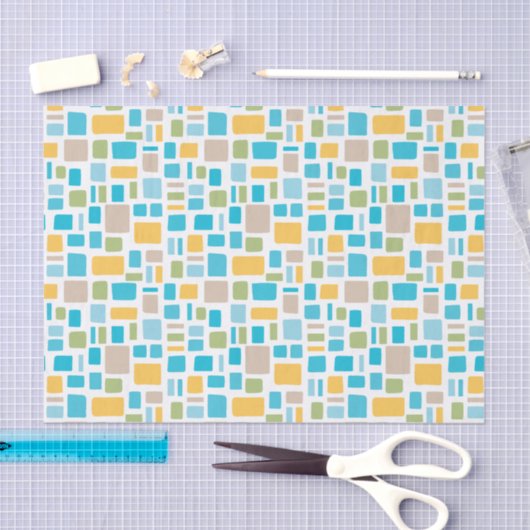 Veerkleuren Wonky Squares & Retangs Tissuepapier (Craft)