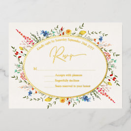 Veerkleurige bloem Wildbloemen TuinSVP Folie Uitnodiging Briefkaart