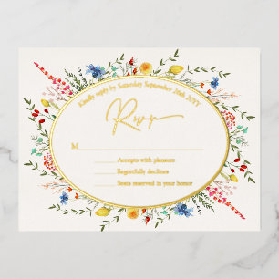 Veerkleurige bloem Wildbloemen TuinSVP Folie Uitnodiging Briefkaart