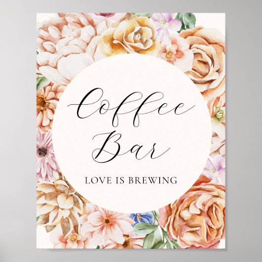 Veerkleurige bloemen Koffiebalken Poster (Voorkant)