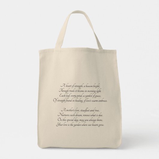 Veerkracht & Bloei – Mozaïek Hart met Gedicht Tote Bag (Achterkant)