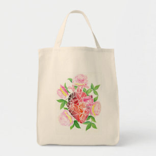 Veerkracht & Bloei – Mozaïek Hart met Gedicht Tote Bag