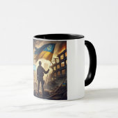 Veerkracht te midden van oorlogsruïnes mok (Voorkant rechts)