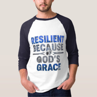 Veerkrachtig Door Gods Genade-Blauw T-shirt