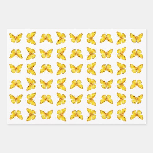 Veerkrachtige AF gele vlinder geschenkverpakking Inpakpapier Vel (Voorkant)