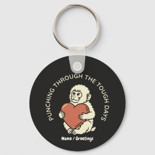 Veerkrachtige Baby Aap & Hart dat Doorbreekt Sleutelhanger