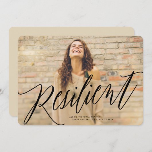 Veerkrachtige cursieve aankondiging van Afstuderen (Voorkant / Achterkant)