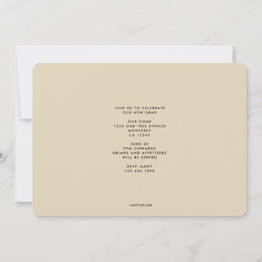 Veerkrachtige cursieve aankondiging van Afstuderen (Achterkant)