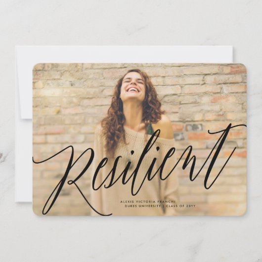 Veerkrachtige cursieve aankondiging van Afstuderen (Voorkant)