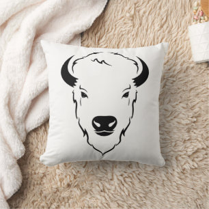 Veerkrachtige Kracht: Wilde Buffel Kop Sjabloon Ku Kussen