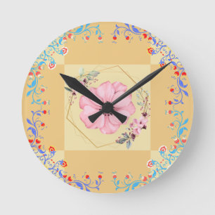 Veerkunst, gloeiend grafisch ontwerp ronde klok