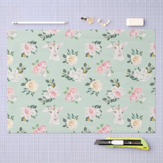 Veerlammeren en Rozen Afbeelding wissen Tissuepapier (Craft)