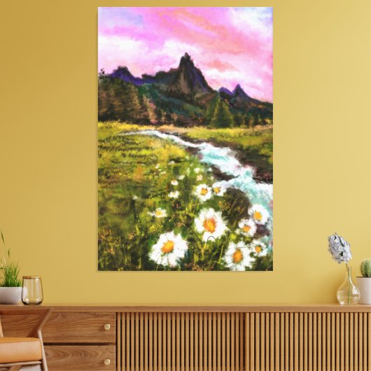 Veerlandschap - Drijvende - Oorspronkelijke verf Canvas Afdruk (Insitu (Woonkamer))