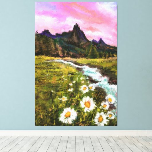 Veerlandschap - Drijvende - Oorspronkelijke verf Canvas Afdruk (Insitu (Houten vloer))