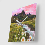 Veerlandschap - Drijvende - Oorspronkelijke verf Vierkante Klok (Hoek)