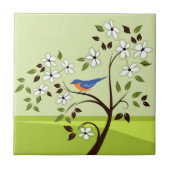 Veerlandschap met blauwvogel tegeltje (Voorkant)